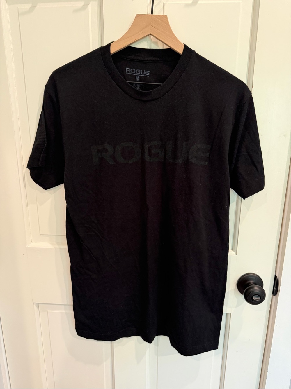 Rogue Black Short Sleeve Crewneck Tee with Tonal Chest Logo